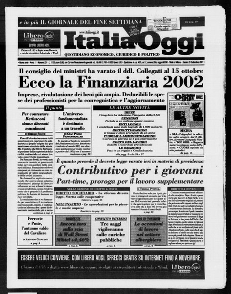 Italia oggi : quotidiano di economia finanza e politica